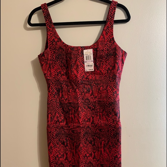 Michael Kors Dresses & Skirts - NWT Sz 6 Michael Kors red/black snakeskin print knee length dress. NYE ready!